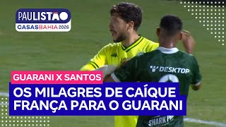 Caíque França se destaca no empate entre Guarani e Santos com três 'milagres'