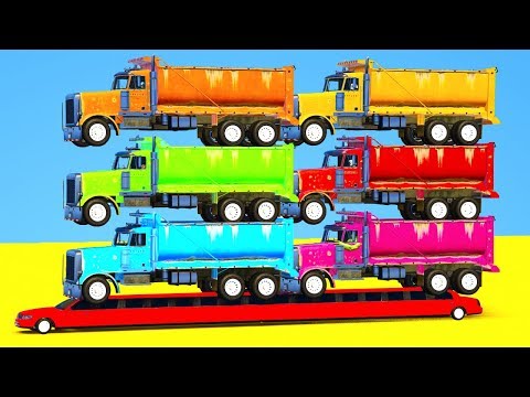 Learn Colors for Children w Cars Transportation Truck Vehicles - Spiderman for Kids & Superheroes