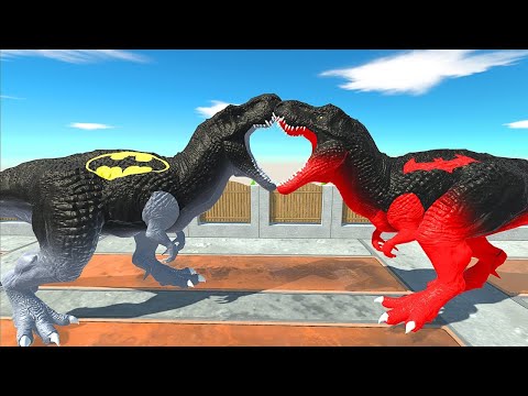 BATMAN T-REX VS RED BATMAN T-REX DEATH RUN - Animal Revolt Battle Simulator