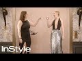 Virginia Gardner Alexandra Berggren 2019 Golden Globes Elevator InStyle Shorts