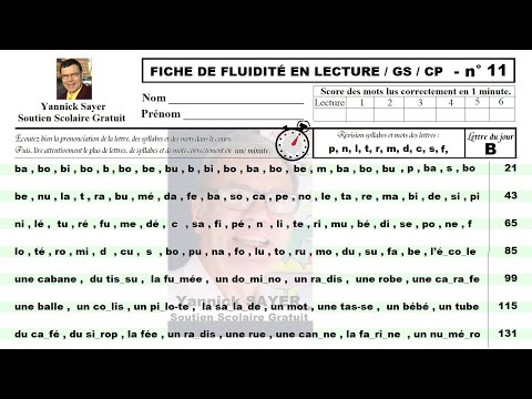 Exercices de fluidité en lecture 1ère année GS / CP avec la lettre B # 11