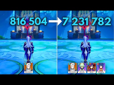 F2P:- Neuvillette 7,231,772 Team Dmg!! Neuvillette Best Nuke Setup [ Genshin Impact ]