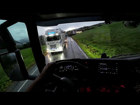 POV Driving Scania V8 590S - Night driving on Norwegian narrow roads