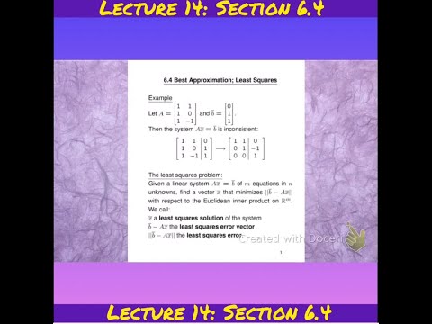 MATEAB2 Lecture 14 Section 6.4