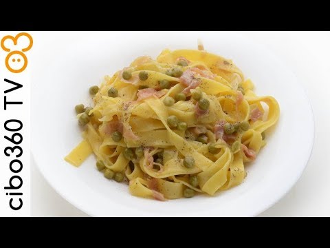 Fettuccine alla papalina (variante con piselli)