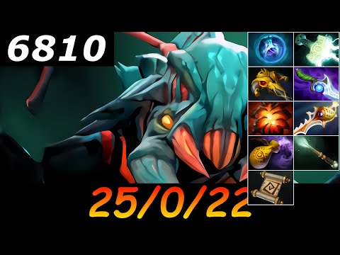 Dota 2 Weaver 6810 MMR 25/0/22 (Kills/Deaths/Assists) Ranked Full Gameplay