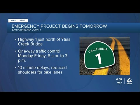Emergency project on Hwy 1 set to begin Monday, travel delays expected