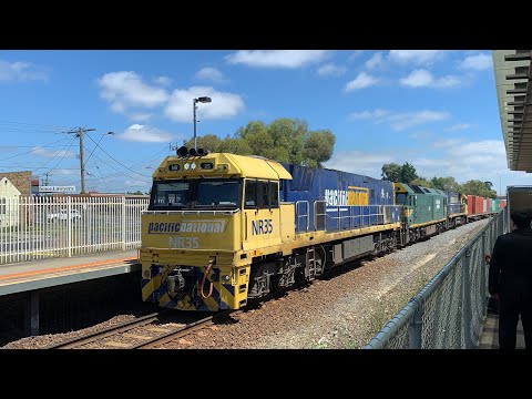 Pacific National NR35 G537 NR36 passing Broadmeadows station