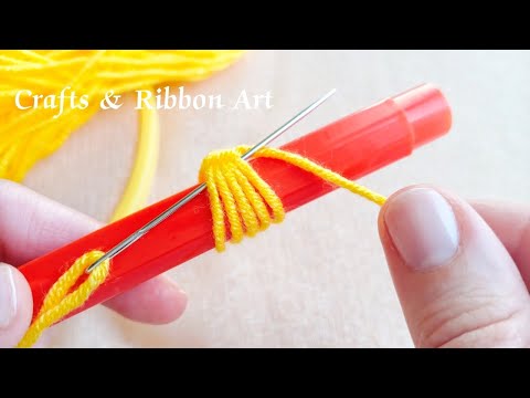 Amazing Craft Ideas with Wool - Hand Embroidery Easy Trick - DIY Beautiful Woolen Flowers