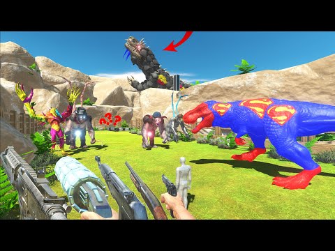 FPS AVATAR VS T-REX SUPERMAN RESCUE BIG DINOSAUR - Animal Revolt Battle Simulator