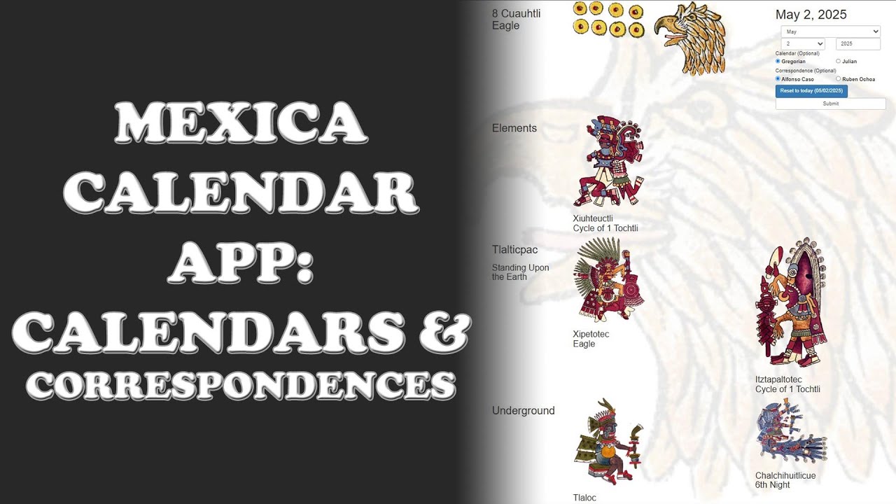 Edgar's MEXICA CALENDAR App: Calendar and Correspondence Options
