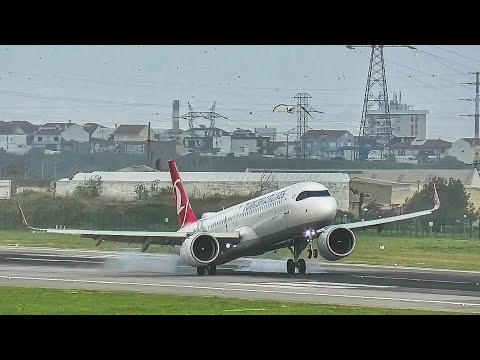 SHOCKING Touchdown at Lisbon Airport! Turkish Airlines Airbus A321-271NX⚠️