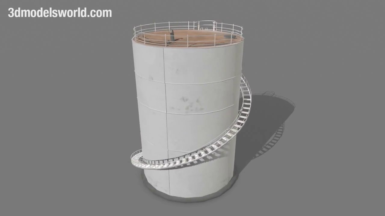 Cylinder Oil Tank Silo 3D Model