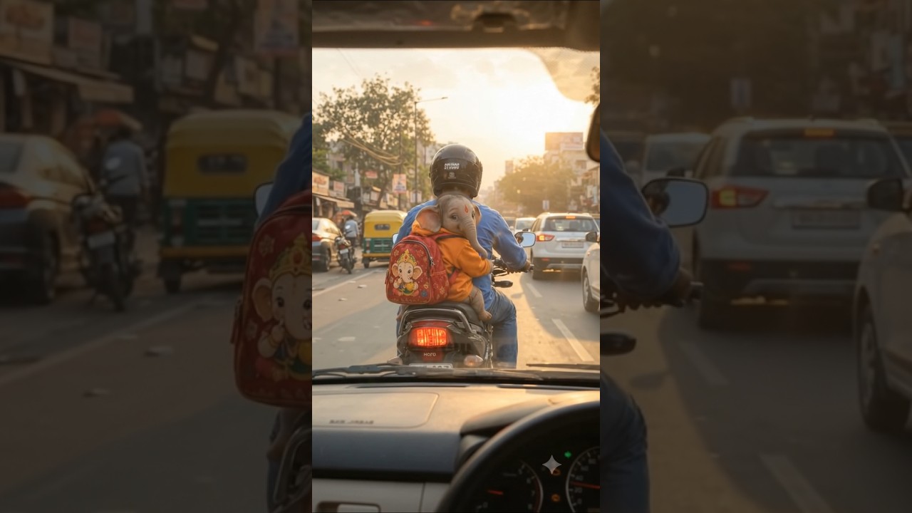 पापा के साथ बच्चे की प्यारी सी सवारी ❤️🥹 | ये पल दिल छू जाएगा📝 #ganpatibappamorya #ganeshchaturthi