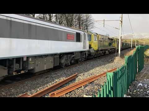 90005 and 70008 on the failed 6H51 Shap to Tunstead service 9th Feb 2021