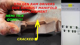 2019 Ram 5th Generation body style Driver side left exhaust manifold replacement Hemi Tick repair