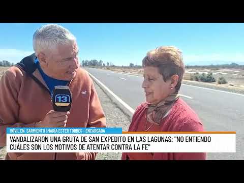 Móvil desde Sarmiento: destrozaron una gruta de San Expedito en Las Lagunas
