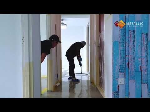 Metallic Epoxy Flooring Design (Yellow & Gold Streaks on Light Yellow Base)