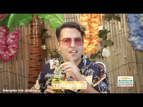 Daniel Paris delar ut vinster i palmstaden Trelleborg - Postkodlotteriet