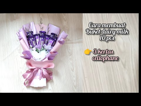 cara membuat buket snack/buket dairy milk 10 pcs