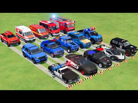 TRANSPORTING POLICE CARS, AMBULANCE, FIRE TRUCK, COLORFUL CARS WITH TRUCK  -FARMING SIMULATOR 22!