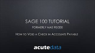 Sage 100 How to Void a Check in Accounts Payable