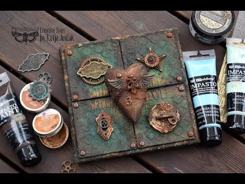 Rusty and Vintage Mixedmedia Heart Canvas