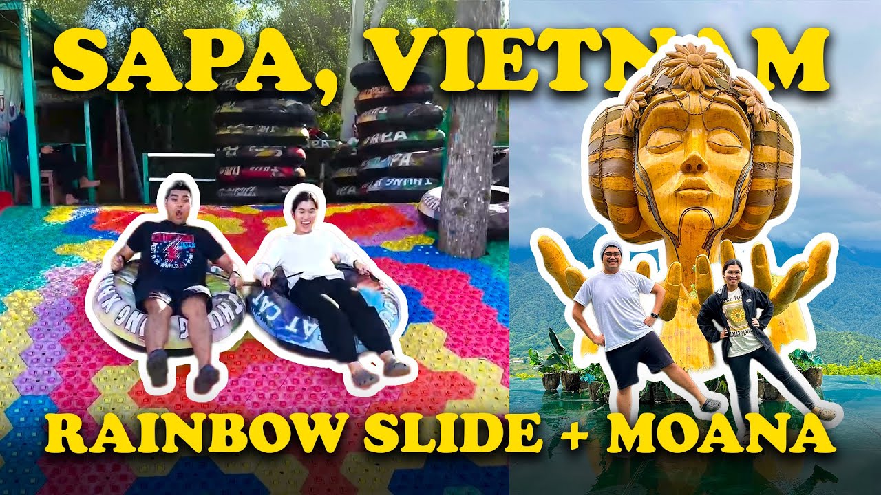 A duo experiences Rainbow Slide.