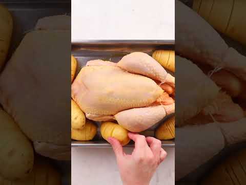 Recette Poulet rôti au miel, moutarde et pommes de terre fondantes