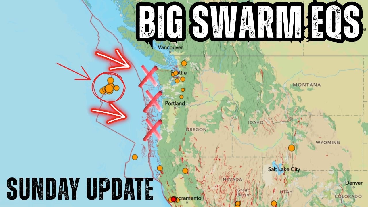 Swarm of Earthquakes Juan De Fuca Ridge. This activity will further stress the Cascadia area. Sunday