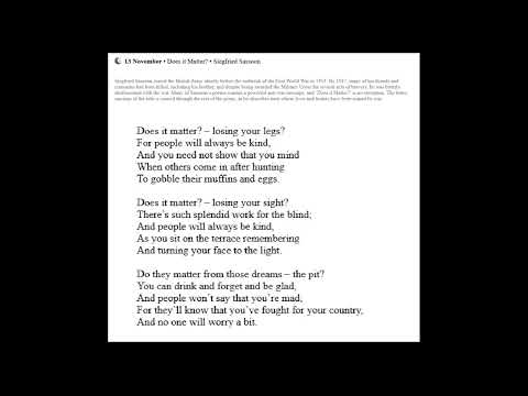 U68 Does it Matter by Siegfried Sassoon