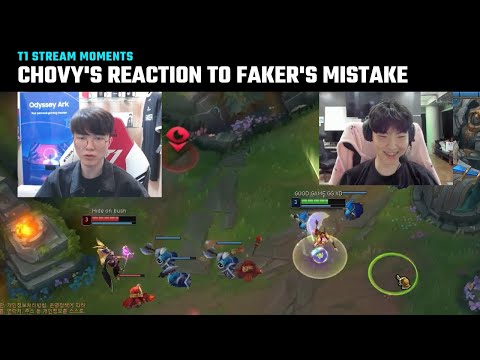 Chovy's cute reaction to Faker's mistake | T1 Stream Moments | T1 cute moments