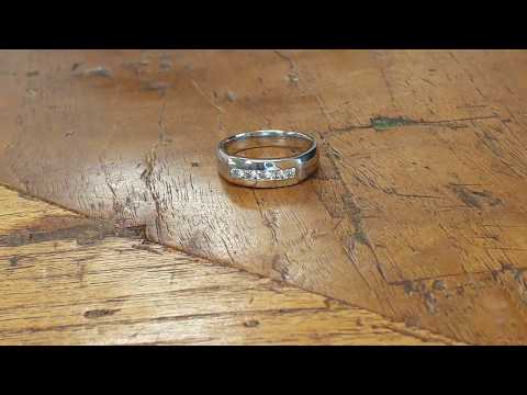 0.5 Ct. 5 Stone Channel Set Men's Wedding Ring - TwoBirch - TB-GR-0004-WG-H