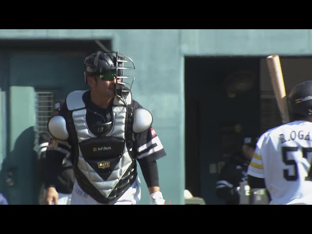 【春季キャンプ】肩でアピール!! ホークス・嶺井博希が1イニングで2つの盗塁阻止!!  2025年2月17日 福岡ソフトバンクホークス