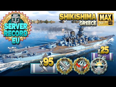 Battleship Shikishima: 406k on map Greece (EU damage record) - World of Warships