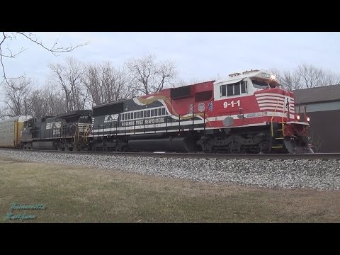 NS SD60E #911 Leads Short NS 287 Into Mentor Siding