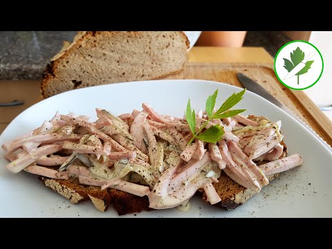 Fleischwurst-Salat wie vom Metzger einfach selber machen, mit Mayonnaise