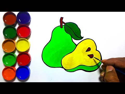 Draw and paint basic pear fruit - Basic Drawings for children - Lesson 174