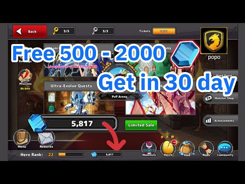 Neo monster free 500to2000 gems in 30 days (you have 500 gems)