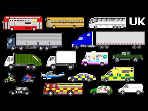 Vehicles: UK Version - Street Vehicles - Lorries, Trucks, Buses & More - The Kids' Picture Show