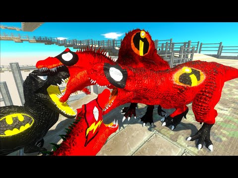 THE INCREDIBLES T-REX & SPINOSAURUS DEATH FALL - Animal Revolt Battle Simulator