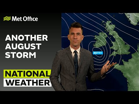 18/08/23 – Heavy rain and wind tonight – Afternoon Weather Forecast UK – Met Office Weather