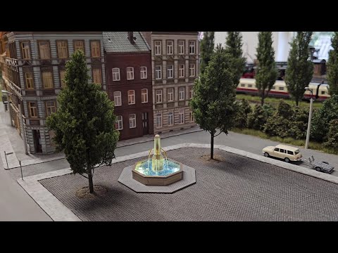 H0 Neustadt Anlage - Brunnen mit fließendem Wasser
