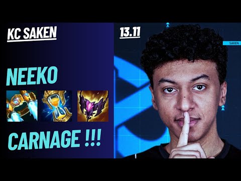 KC SAKEN: NEEKO VS AKSHAN (MID) - 2 SOLO KILL - CARNAGE - EUW CHALLENGER 1190 LP PATCH 13.11