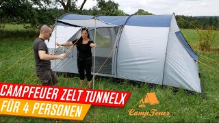 CampFeuer Zelt TunnelX für 4 Personen, Aufbau und Details, Empfehlung vom Küchenkönig ✅