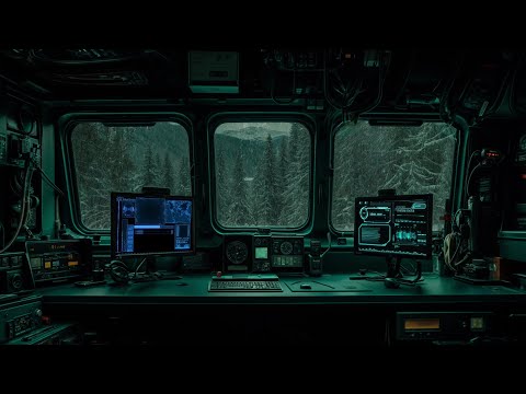 Rainy Night in a High-Tech Bunker | Sci-Fi Control Room Ambience
