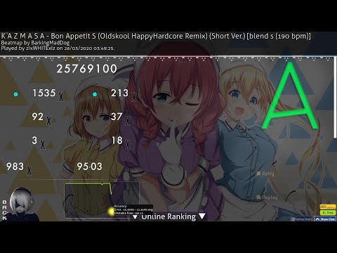 osu! | Crazy stamina map | K A Z M A S A - Bon Appetit S [190 bpm] - 95.03% pass