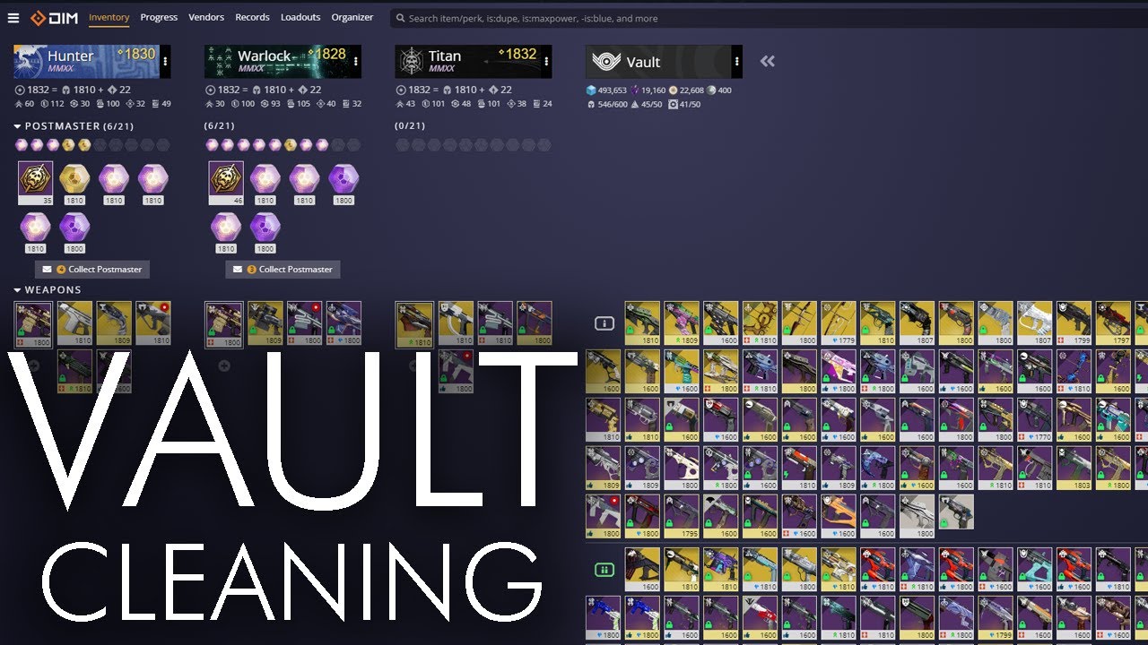 I NEED MORE VAULT SPACE! Vault Cleaning, Making Builds, & Focusing Exotics