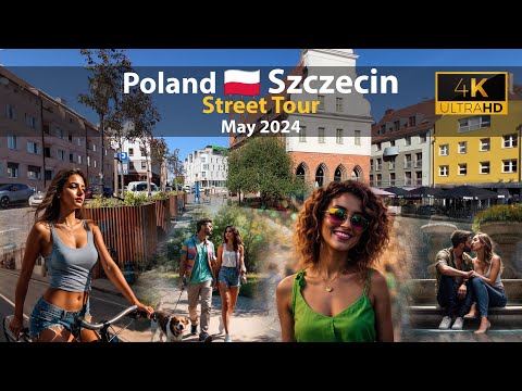 🚶May walking ☀️ Beautiful day - Szczecin 🇵🇱 Poland - 2024- 4k