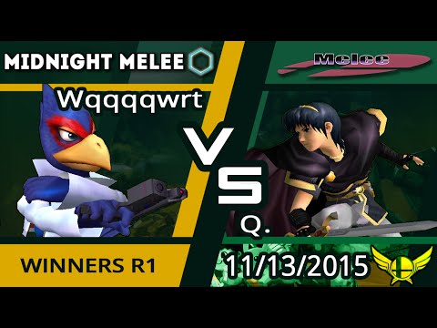 Wqqqqwrt (Falco) vs. Q (Marth) | Singles WR1 | Midnight Melee